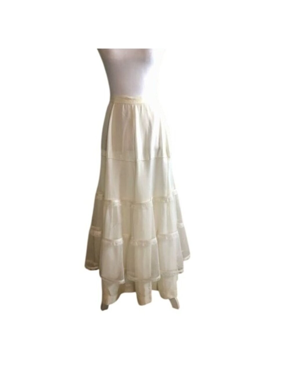 Vintage Cream Bridal Half Slip Petticoat Lace Tiered Womens Small? Used